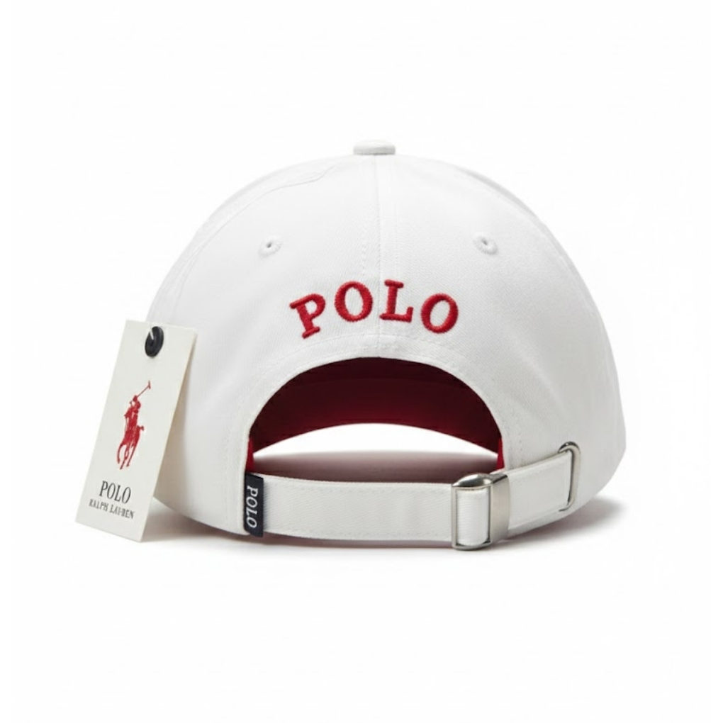 Polo Ralph Lauren Pony Baseball Cap –White & Red
